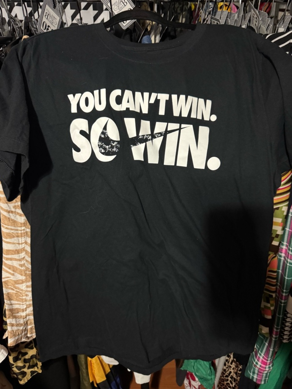 Nike Black Short-Sleeve Tee with White Motivational Graphic
